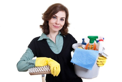 Professional carpet cleaners handling a customer concern